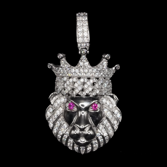 925 Sterling Silver Crown Lion Pendant - GMP00076