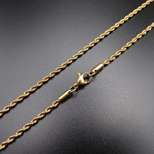 Stainless Steel Gold Plated 2mm Rope Chain