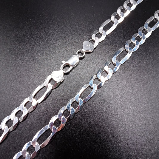 925 Sterling Silver 9.5mm Figaro Link Chain